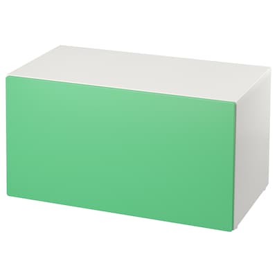 SMASTAD板凳与玩具存储、白色/绿色x52x48 90厘米
