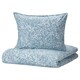 SOMMARSLOJA被套和枕套,蓝色/花卉图案,240 x220/50x60厘米