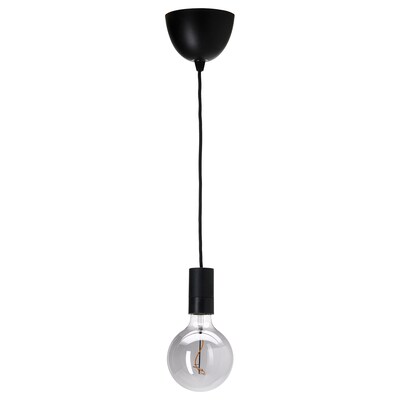 SUNNEBY / MOLNART吊灯,黑色/灰色透明玻璃,125毫米