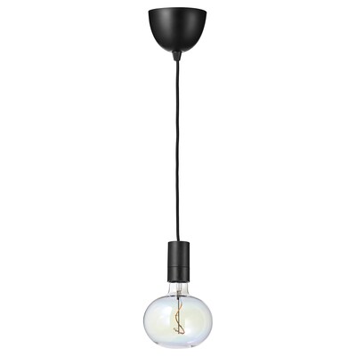 SUNNEBY / MOLNART吊灯灯泡,黑色/椭圆形状的多色