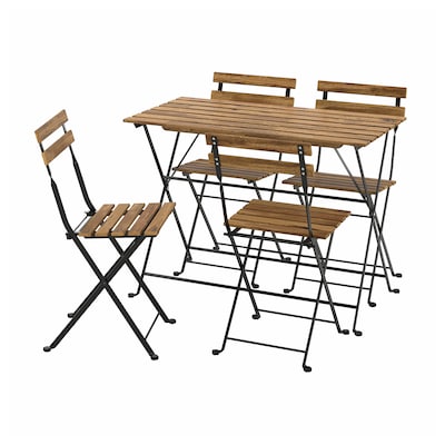TARNO桌子+ 4把椅子,户外,黑色/浅棕色染色