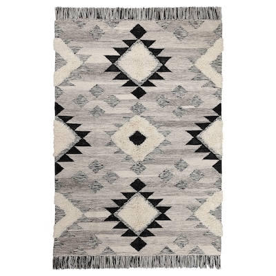 flatwoven TANNISBY地毯,手工/灰色黑色,160 x230厘米