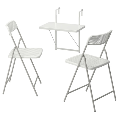 TORPARO表f墙+ 2折椅,户外,白色/白色/灰色,50厘米