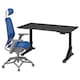 UPPSPEL / STYRSPEL游戏桌椅,黑色蓝色/浅灰色140 x80厘米