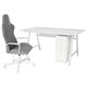 UTESPELARE /赫尔默桌子,椅子,抽屉单元,浅灰色灰色/白色