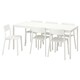 VANGSTA / JANINGE桌子和6把椅子,白色/白色,120/180厘米