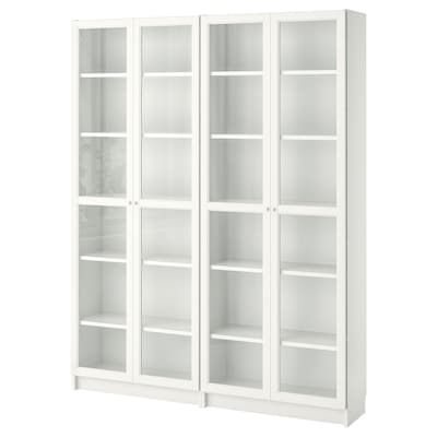 比利/ OXBERG书柜,白色/玻璃160 x30x202厘米