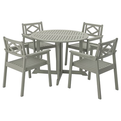BONDHOLMEN桌子+ 4把椅子扶手,户外,灰色的彩色