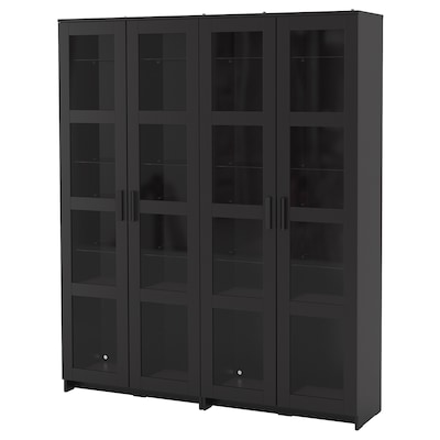 BRIMNES存储结合w玻璃门,黑色,160 x35x190厘米