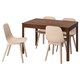 EKEDALEN / ODGER桌子和4把椅子,棕色/白色米色,120/180厘米