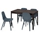 EKEDALEN / ODGER桌子和4把椅子,深棕色/蓝色,120/180厘米