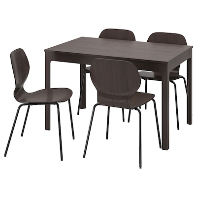 EKEDALEN / SIGTRYGG桌子和4把椅子,暗棕色/暗棕黑色,120/180x80厘米