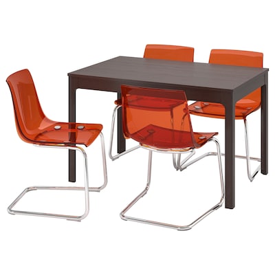 EKEDALEN / TOBIAS桌子和4把椅子,深棕色/ brown-red镀铬,120/180x80厘米