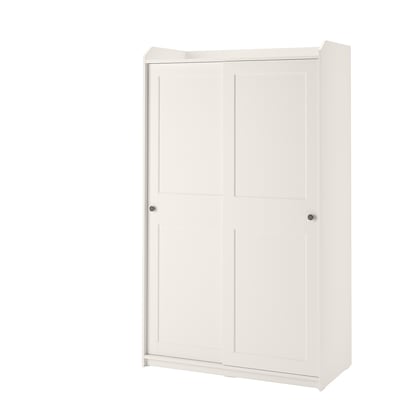 HAUGA衣柜与滑动门,白色,118 x55x199厘米