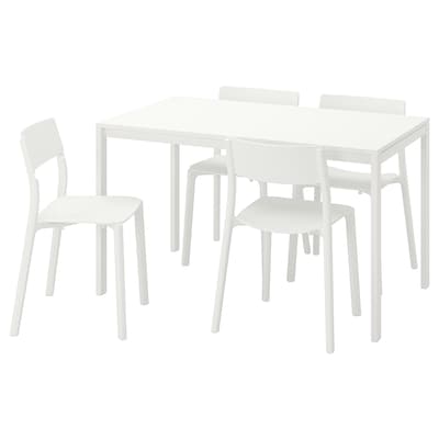 MELLTORP / JANINGE桌子和4把椅子,白色/白色,125厘米