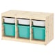 TROFAST存储结合盒、光白染色松白/绿松石93 x44x52厘米