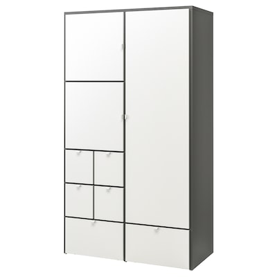 VISTHUS衣柜,灰色/白色,122 x59x216厘米