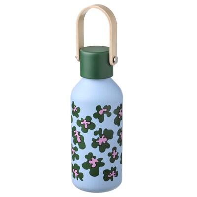BASTUA Vannflaske, rustfritt“斯太尔blomstermønster / bla, 0.7 l