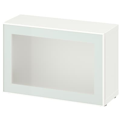 地中海BESTA Hylle vitrinedør, hvit Glassvik / hvit lysegrønn frostet玻璃,x22x38 60厘米
