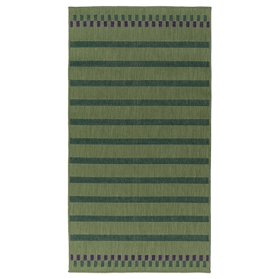 KORSNING Teppe flatvevd, inne / ute grønn purpur / stripet 80 x150厘米