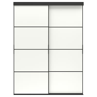 SKYTTA / MEHAMN Skyvedørkombinasjon svart / dobbeltsidig hvit, x205 152厘米