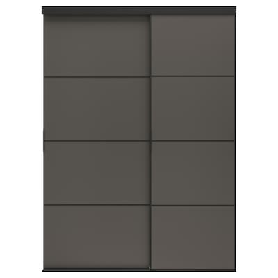 SKYTTA / MEHAMN Skyvedørkombinasjon svart / dobbeltsidig mørk草,177 x240厘米