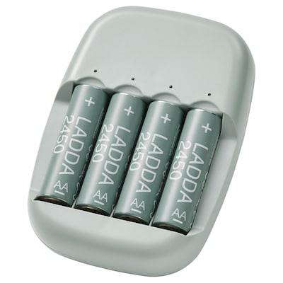 STENKOL / LADDA Batterilader og 4电池