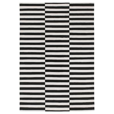 斯德哥尔摩Teppe flatvevd handlaget / stripet svart /米色,170 x240厘米