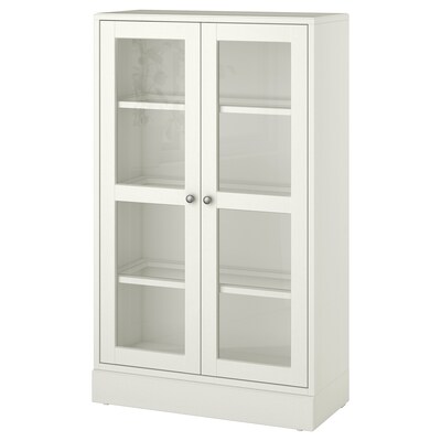 HAVSTA玻璃门柜的基座上,白色的透明玻璃,81 x37x134厘米