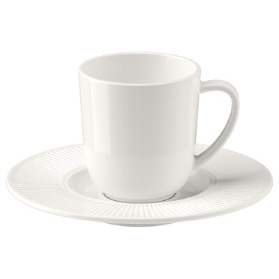 OFANTLIGT咖啡杯子和茶托,白色,7 cl