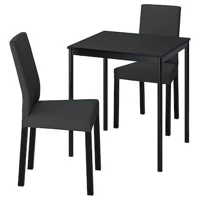 SANDSBERG / KATTIL桌子和2把椅子,黑色/ Knisa深灰色,67厘米