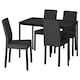 SANDSBERG / KATTIL桌子和4把椅子,黑色/ Knisa深灰色,110厘米