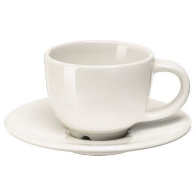 VARDAGEN咖啡杯子和茶托,白色6 cl