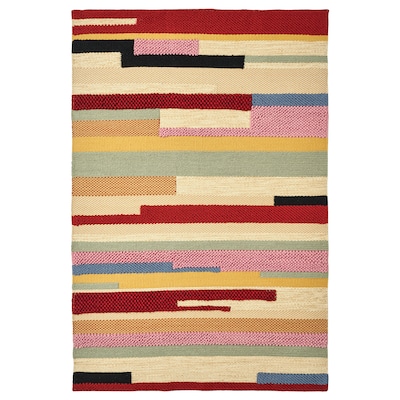 BRONDEN地毯、低桩、手工制作的多色/红色,200 x300厘米