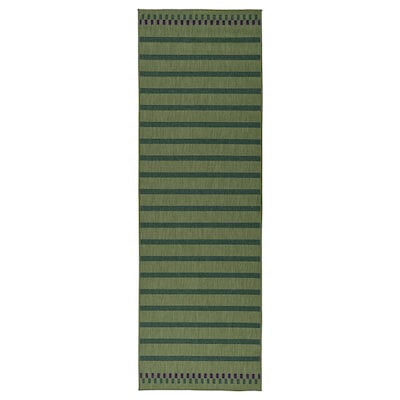 KORSNING地毯flatwoven /户外,绿色/紫色条纹,80 x250厘米