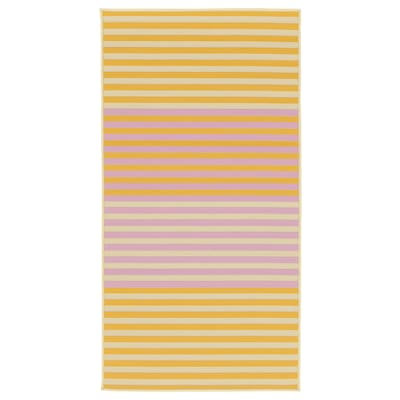 KORSNING地毯flatwoven /户外,黄色/粉色/条纹80 x150厘米