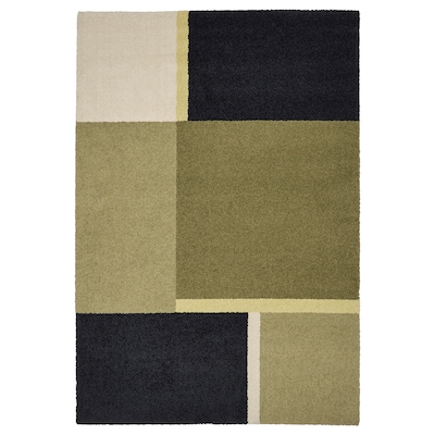 SKRIFTSPRAK地毯、低桩、beige-green /深蓝色,170 x240厘米