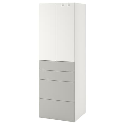 SMASTAD / PLATSA衣柜,白色灰色/ 4抽屉,x42x181 60厘米