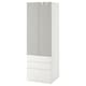 SMÅSTAD / PLATSA Garderob, vit grå/med 3 lådor, 60x42x181厘米