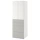SMÅSTAD / PLATSA Garderob, vit grå/med 4 lådor, 60x42x181厘米