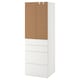 SMÅSTAD / PLATSA Garderob, vit kork/med 4 lådor, 60x42x181厘米