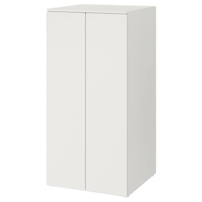 SMÅSTAD / PLATSA Garderob, vit vit/med 3 hyllplan, 60x57x123 cm