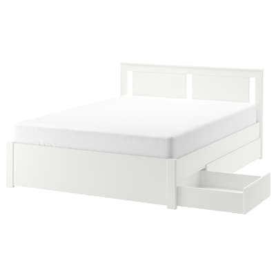 SONGESAND床框架2存储箱,白色/ Luroy 150 x200型cm