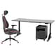 UPPSPEL / GRUPPSPEL桌子,椅子,抽屉单元,黑色/灰色180 x80厘米
