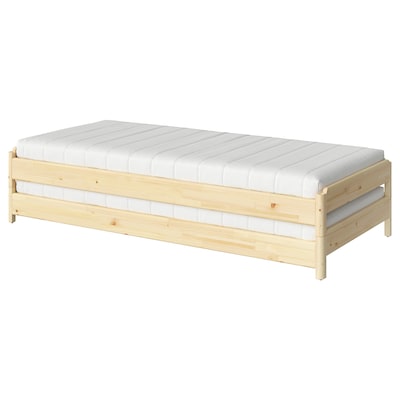 UTAKER可叠起堆放的床2床垫、松/ Asvang公司80 x200型cm