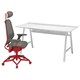UTESPELARE / STYRSPEL游戏桌椅,浅灰色灰色/红色