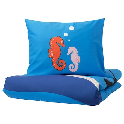 BLAVINGAD被套和枕套,海洋动物模式/多色150 x200/50x80厘米