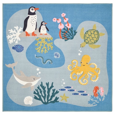 BLAVINGAD地毯,海洋动物模式/多色133 x133厘米