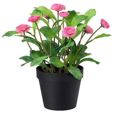 FEJKA人工盆栽植物,在/户外/常见雏菊粉色,12厘米