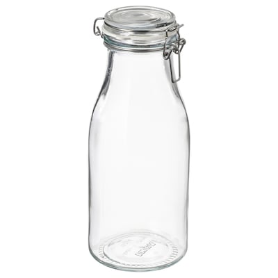 KORKEN瓶子形状的罐盖,透明玻璃,1 l